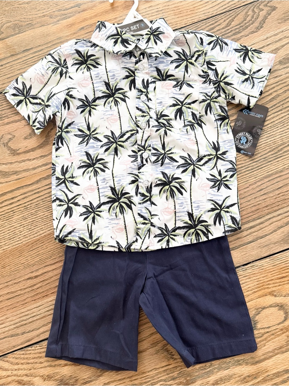 NWT boys tropical navy shorts set 4t